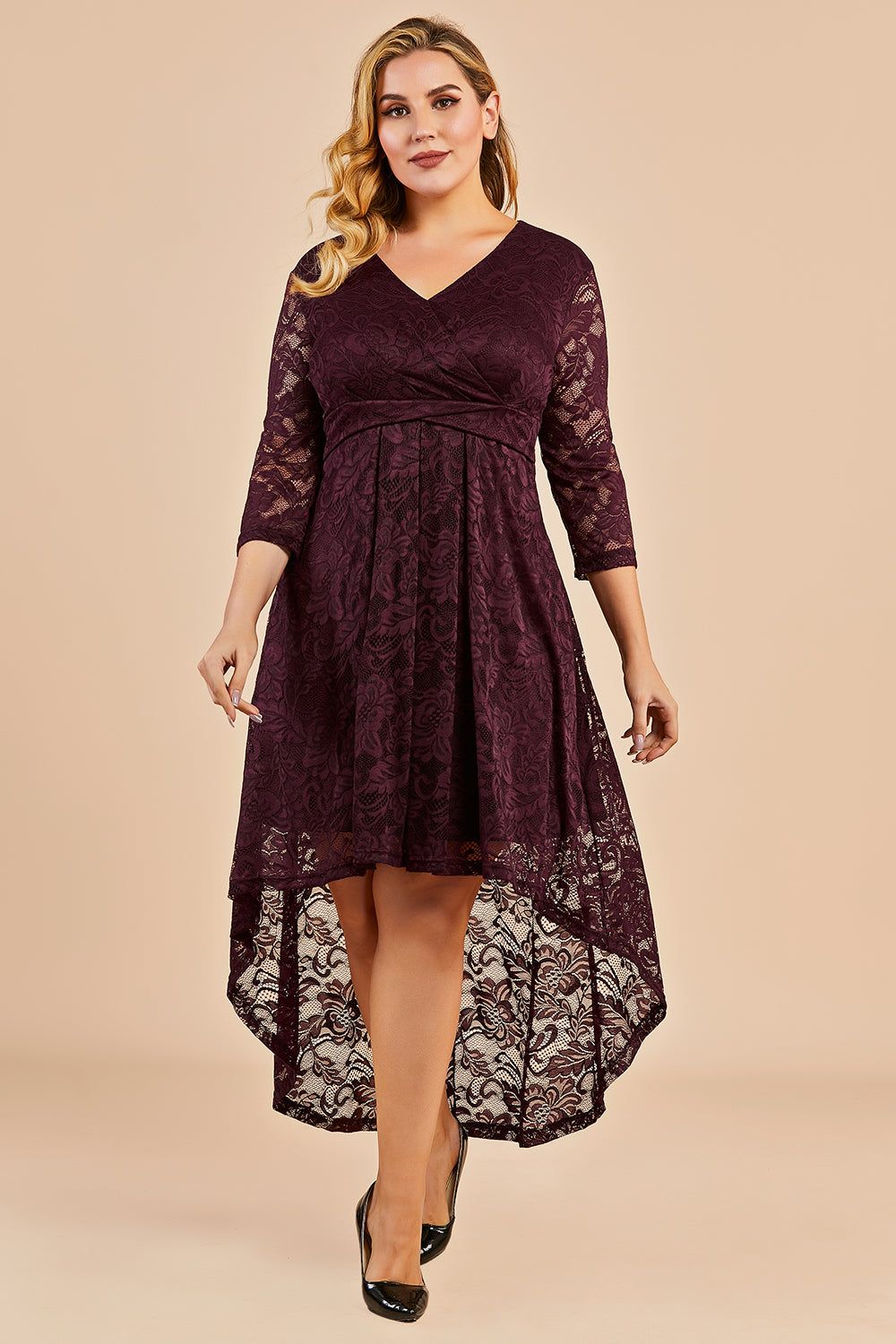 High Low Plus Size Lace Dress sold by Zapaka product image thumbnail 3