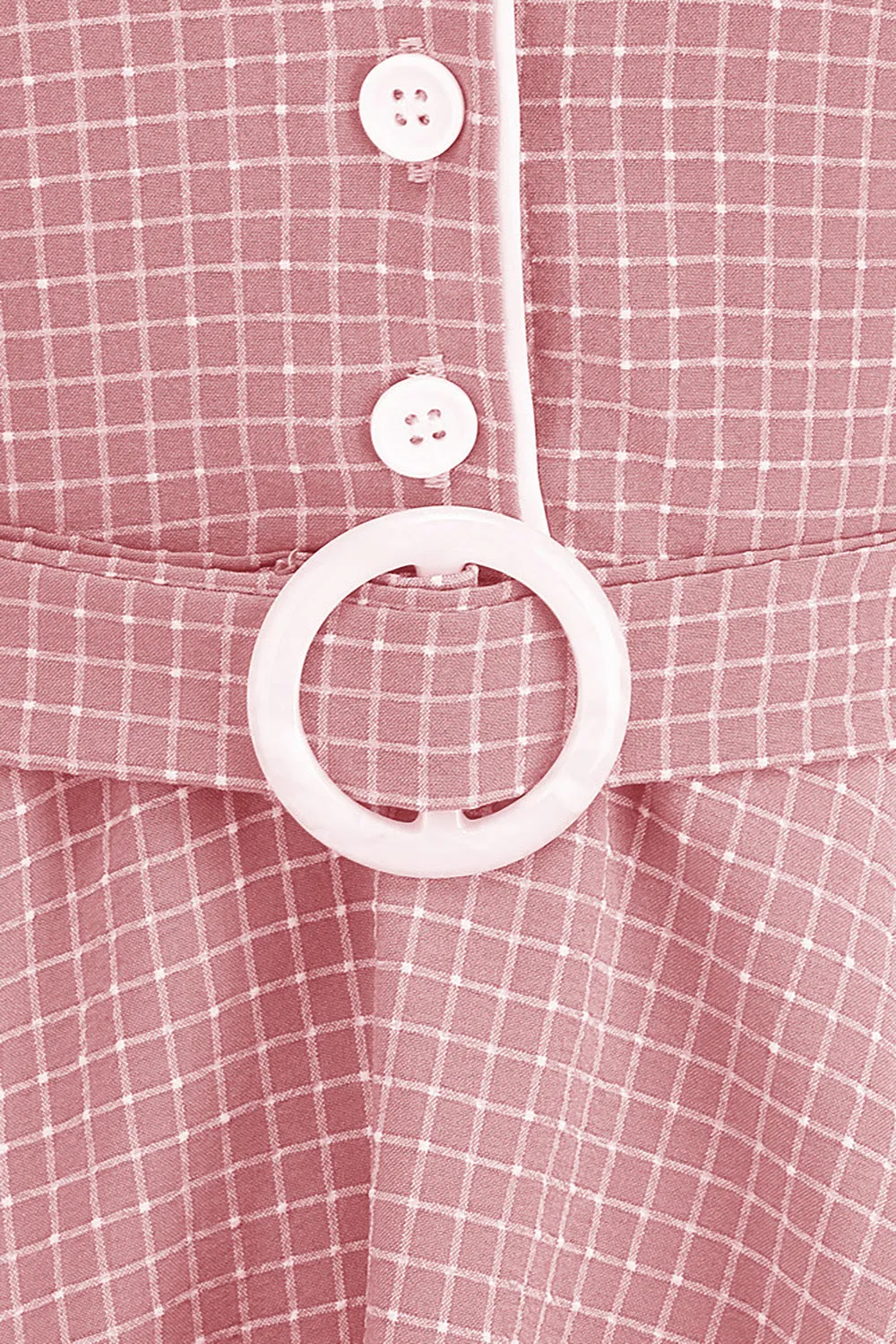 Blush Plaid Swing 1950s Dress with Short Sleeves sold by Zapaka product image thumbnail 5