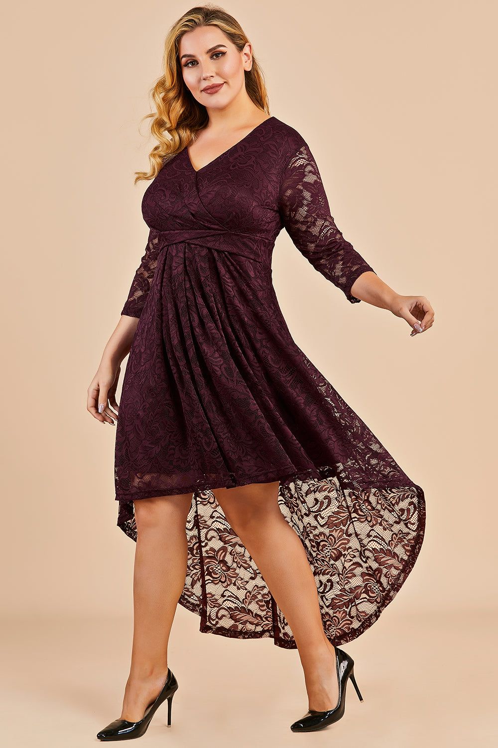 High Low Plus Size Lace Dress sold by Zapaka product image thumbnail 4
