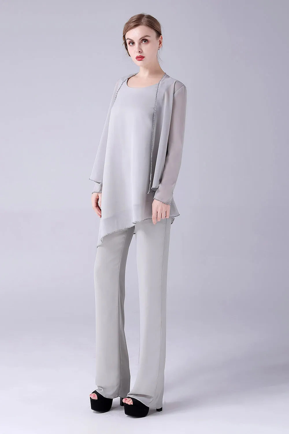 Jumpsuit/Pantsuit Separates Scoop Ankle-Length Chiffon Mother of the Bride Dress sold by Zapaka product image thumbnail 3