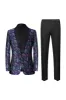Dark Blue Jacquard 2 Pieces Shawl Lapel Men's Suits sold by Zapaka