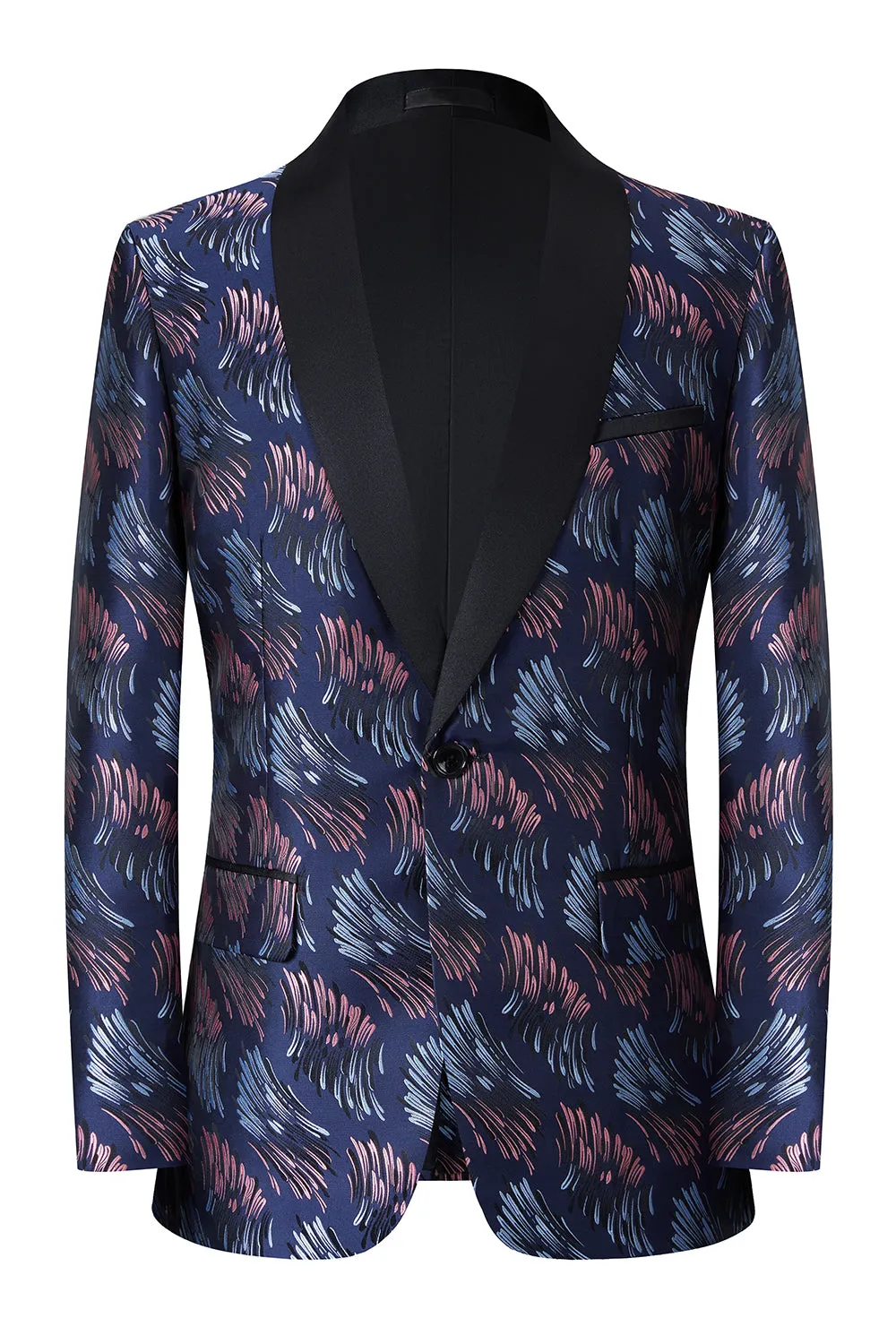 Dark Blue Jacquard 2 Pieces Shawl Lapel Men's Suits sold by Zapaka product image thumbnail 2