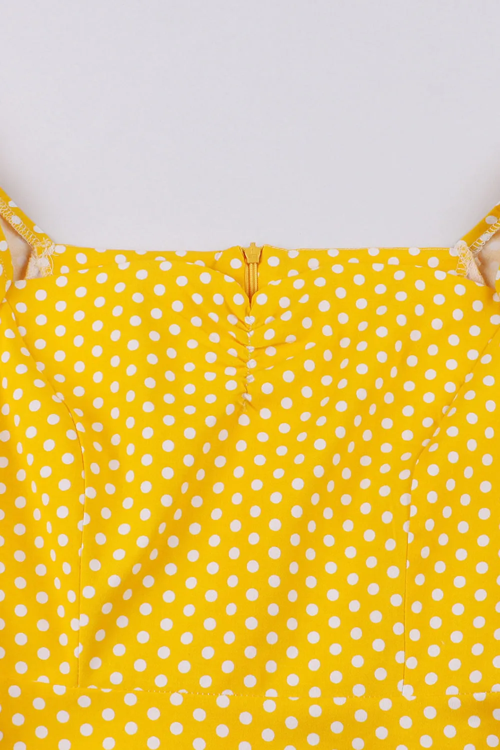 Yellow Polka Dots Square Neck Vintage Dress sold by Zapaka product image thumbnail 5