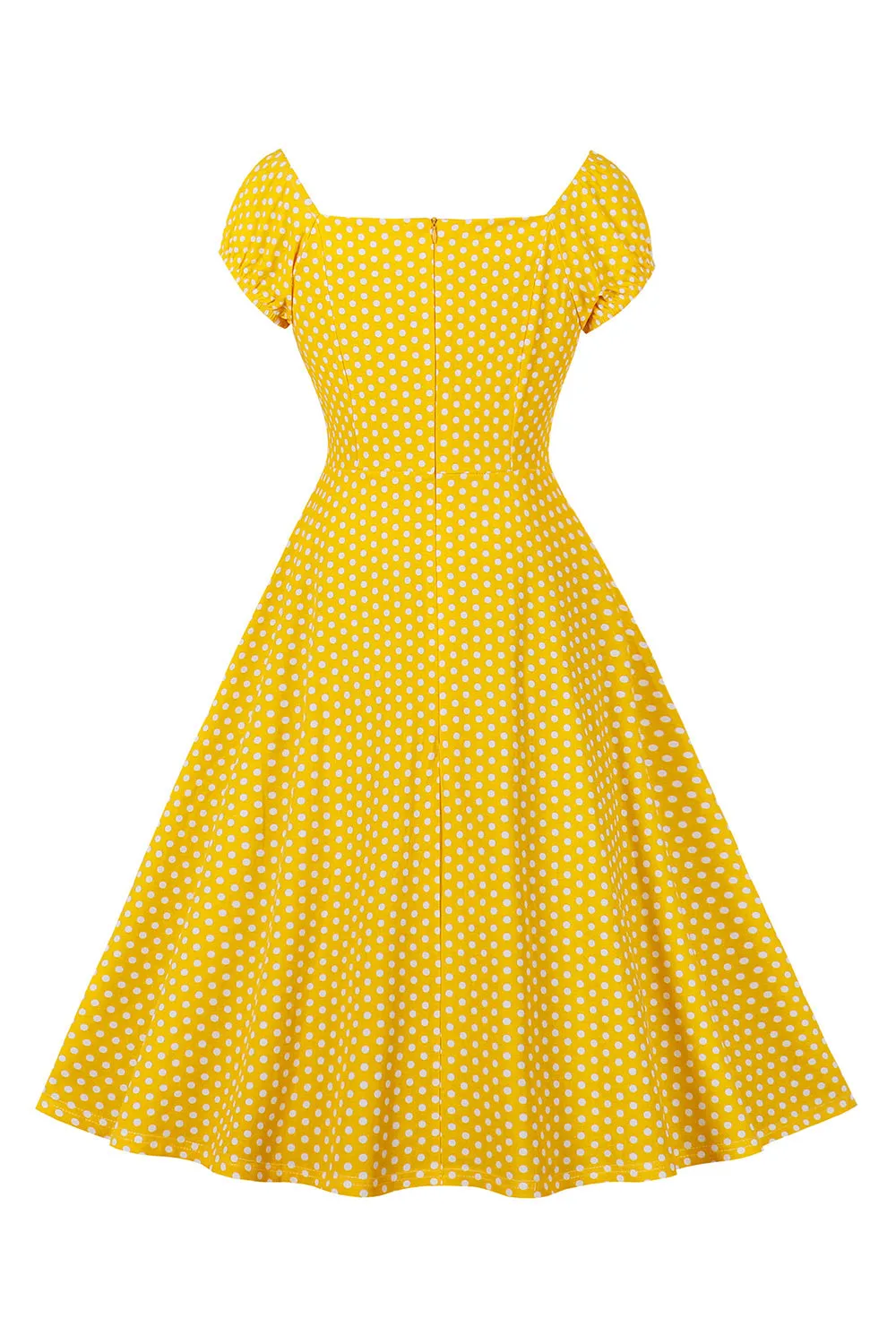Yellow Polka Dots Square Neck Vintage Dress sold by Zapaka product image thumbnail 2