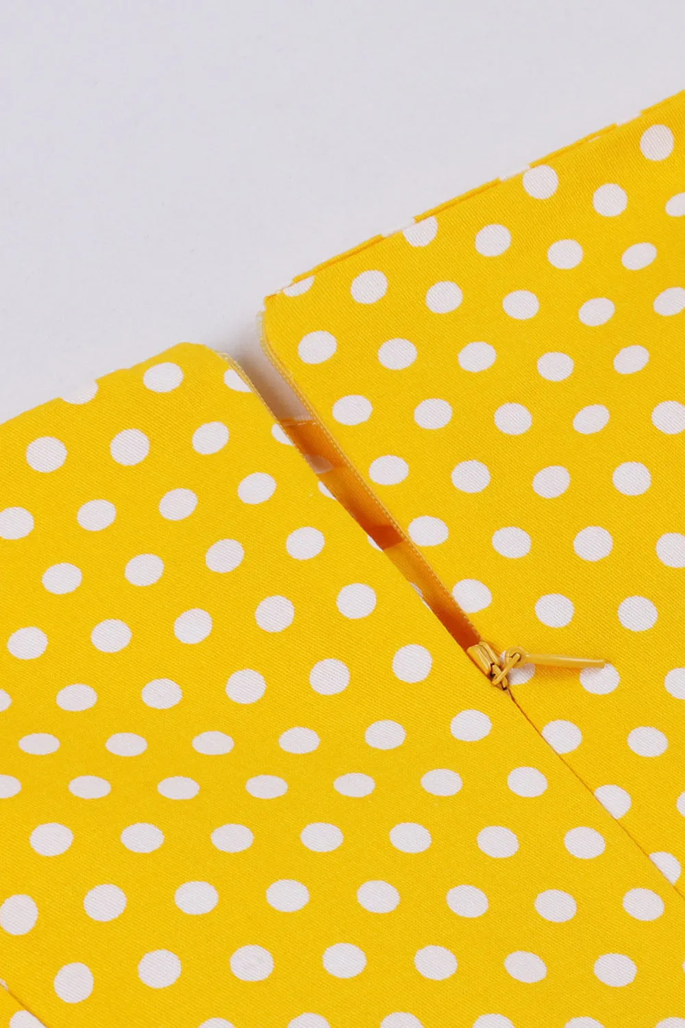 Yellow Polka Dots Square Neck Vintage Dress sold by Zapaka product image thumbnail 3