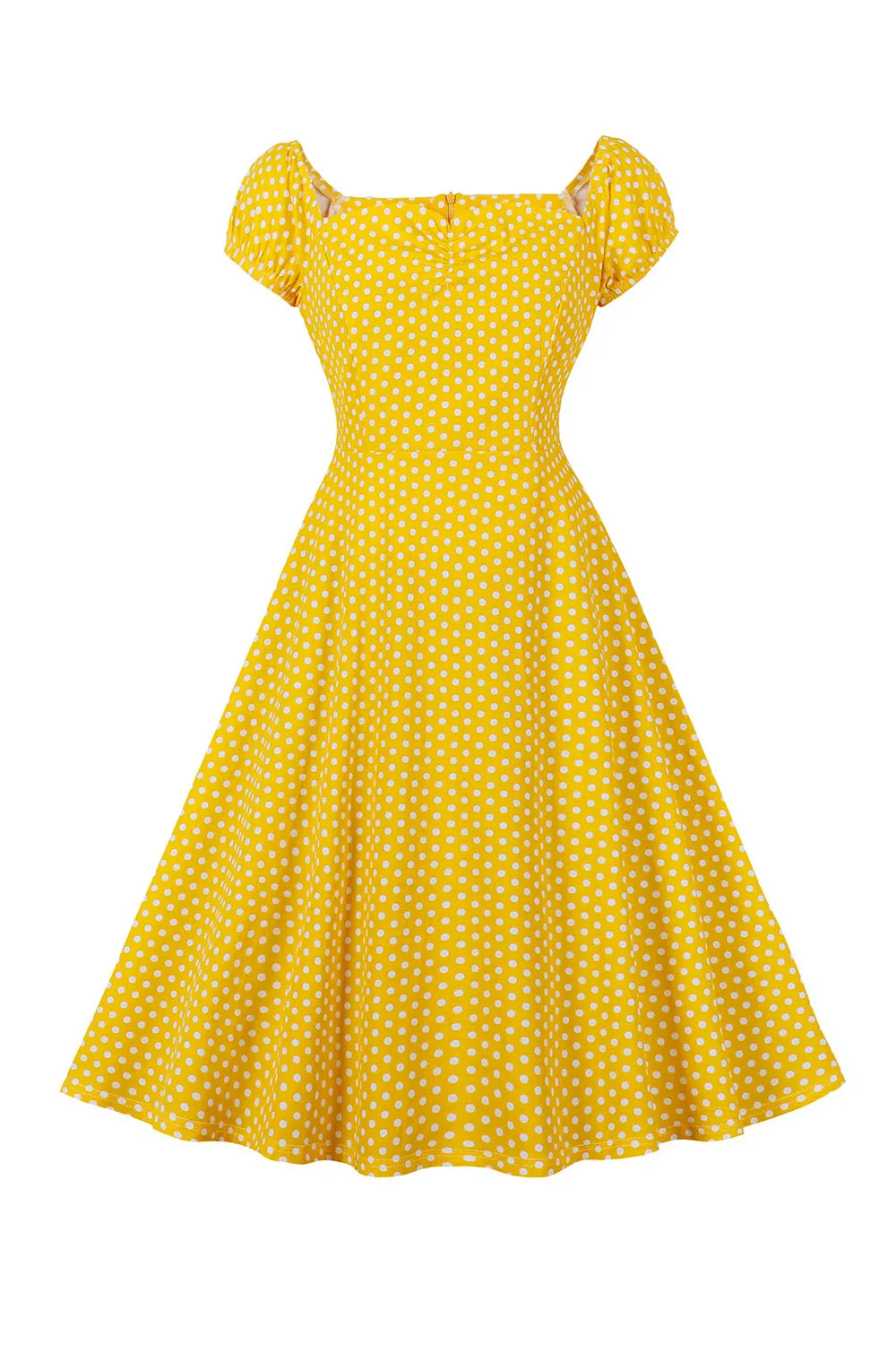 Yellow Polka Dots Square Neck Vintage Dress sold by Zapaka