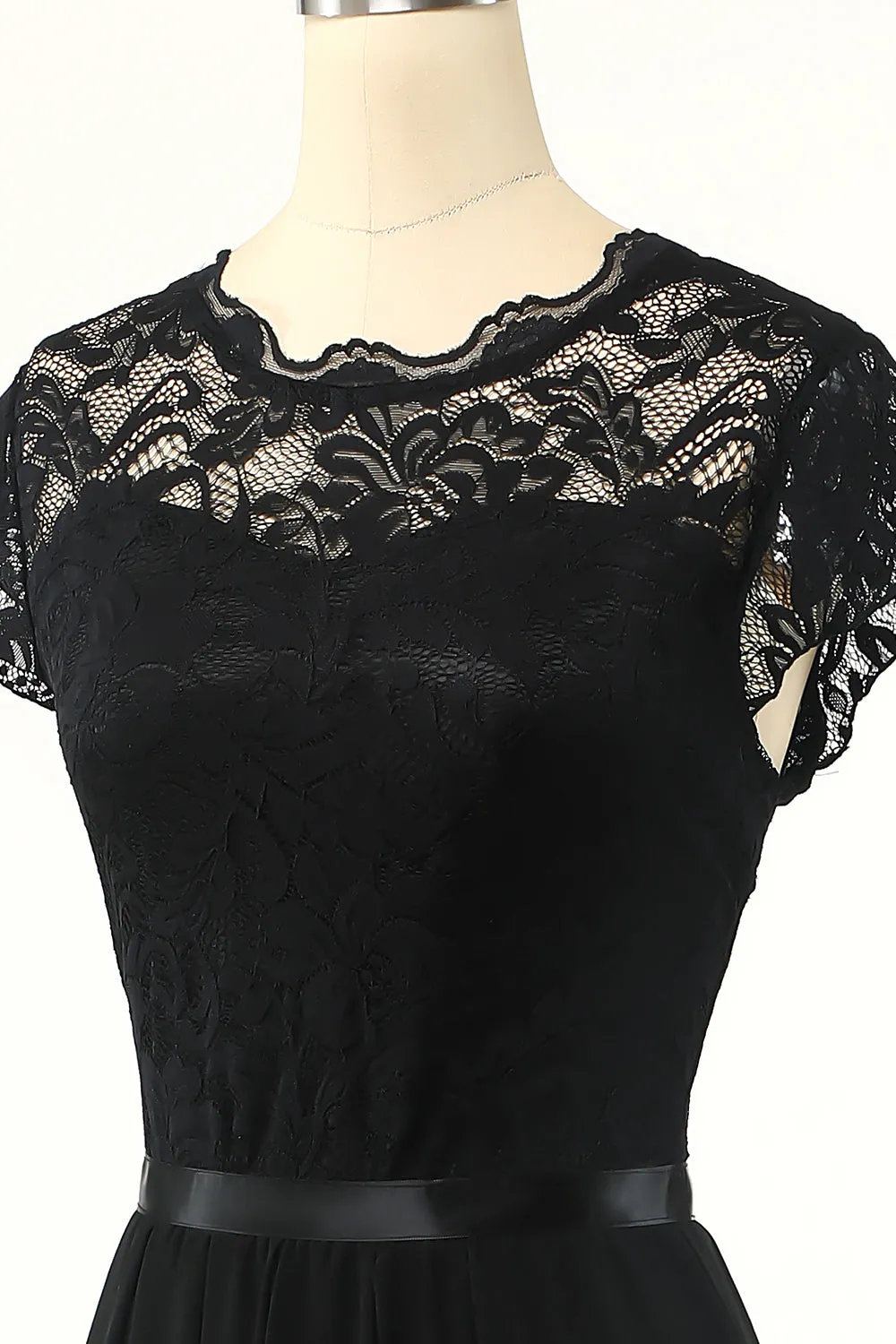 Classic A Line Black Party Dress with Lace sold by Zapaka product image thumbnail 5