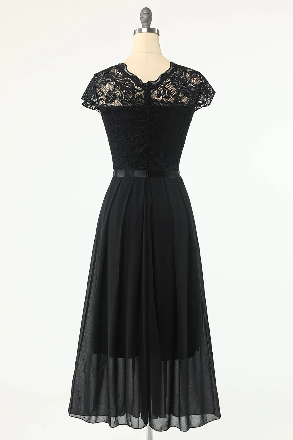 Classic A Line Black Party Dress with Lace sold by Zapaka product image thumbnail 2