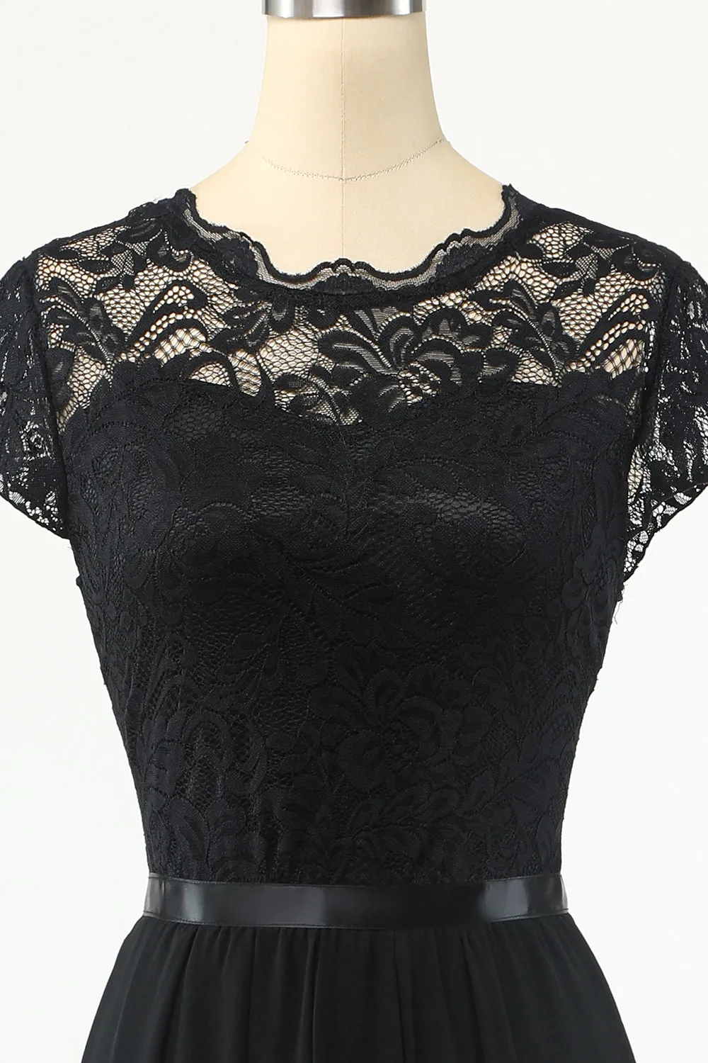 Classic A Line Black Party Dress with Lace sold by Zapaka product image thumbnail 4