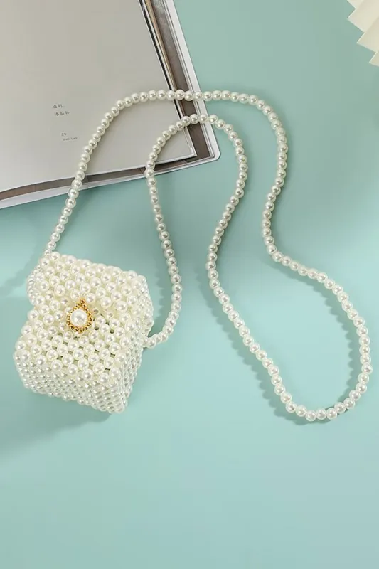 Beaded White Evening Party Hangbag sold by Zapaka