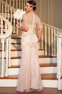 Long Flapper Dresses 1920s Beaded Great Gatsby Dress With Short Sleeves sold by Zapaka