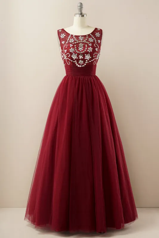 Burgundy Tulle Prom Dress sold by Zapaka