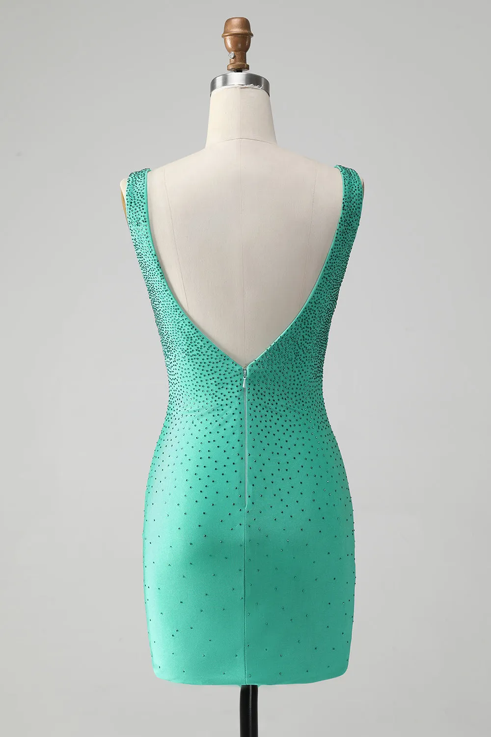 Green Bodycon V Neck Backless Short Homecoming Dress with Beading sold by Zapaka product image thumbnail 2