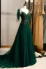 A-Line Spaghetti Straps Dark Green Prom Dress with Beading sold by Zapaka