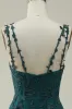 A Line Spaghetti Straps Dark Green Long Prom Dress with Appliques sold by Zapaka