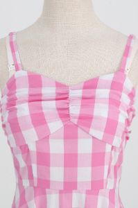 Spaghetti Straps Plaid Pink 1950s Dress sold by Zapaka