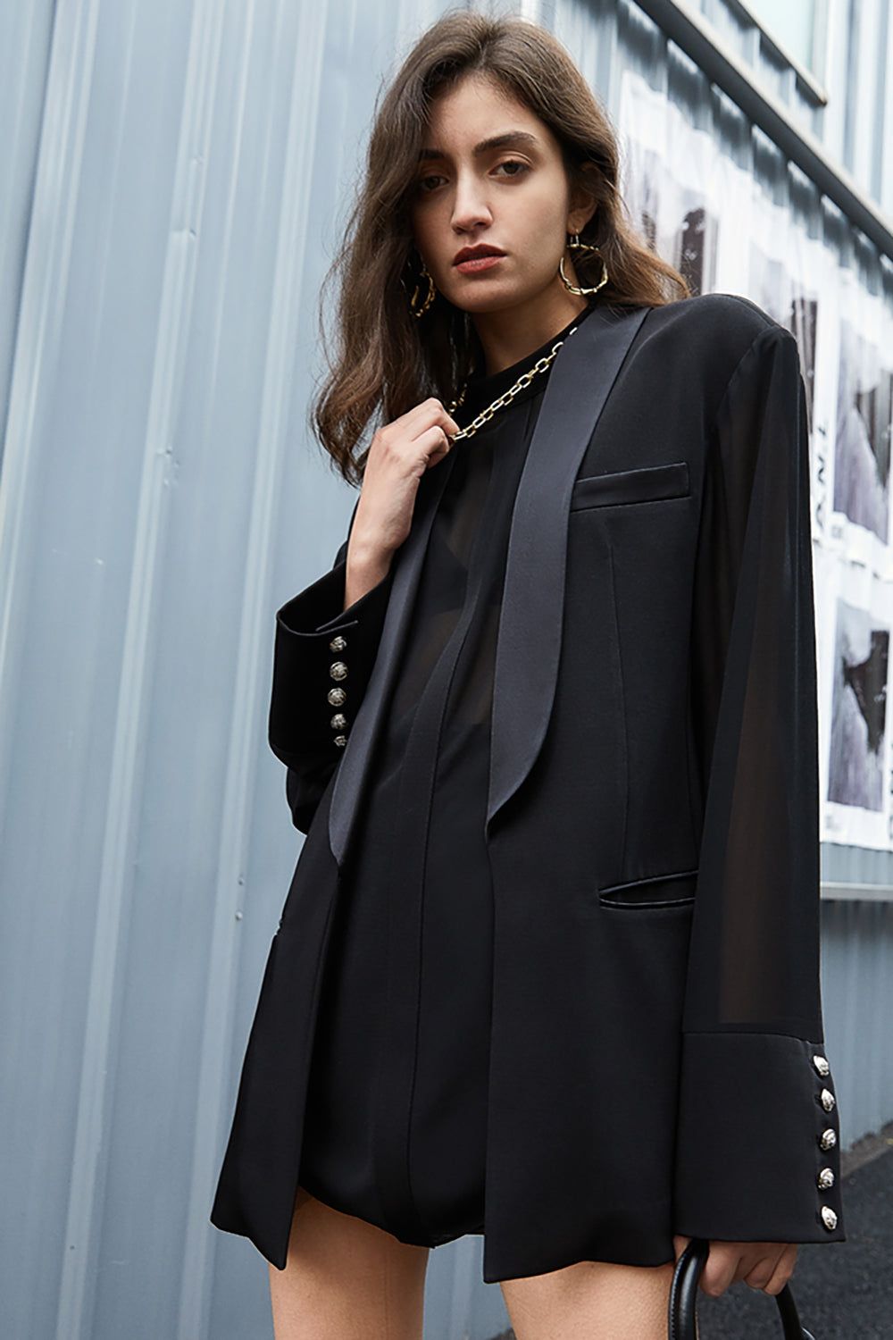 Black Shawl Lapel Women Party Blazer sold by Zapaka product image thumbnail 4