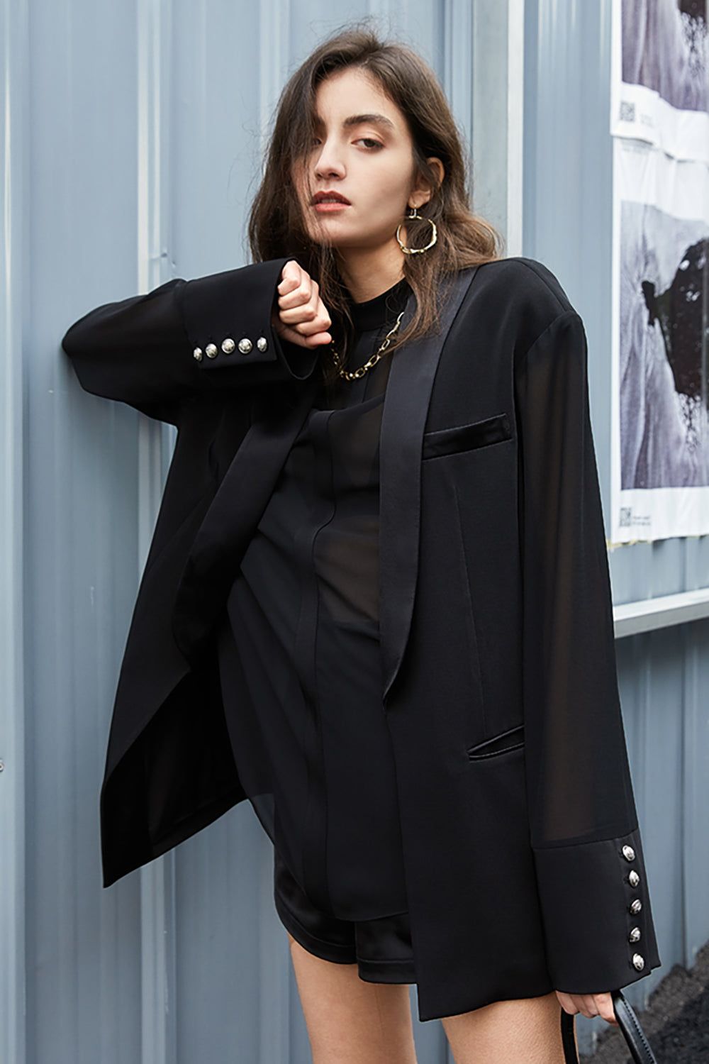 Black Shawl Lapel Women Party Blazer sold by Zapaka product image thumbnail 3