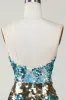 Sparkly Blue Sequined Tight Short Homecoming Dress sold by Zapaka