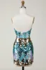 Sparkly Blue Sequined Tight Short Homecoming Dress sold by Zapaka