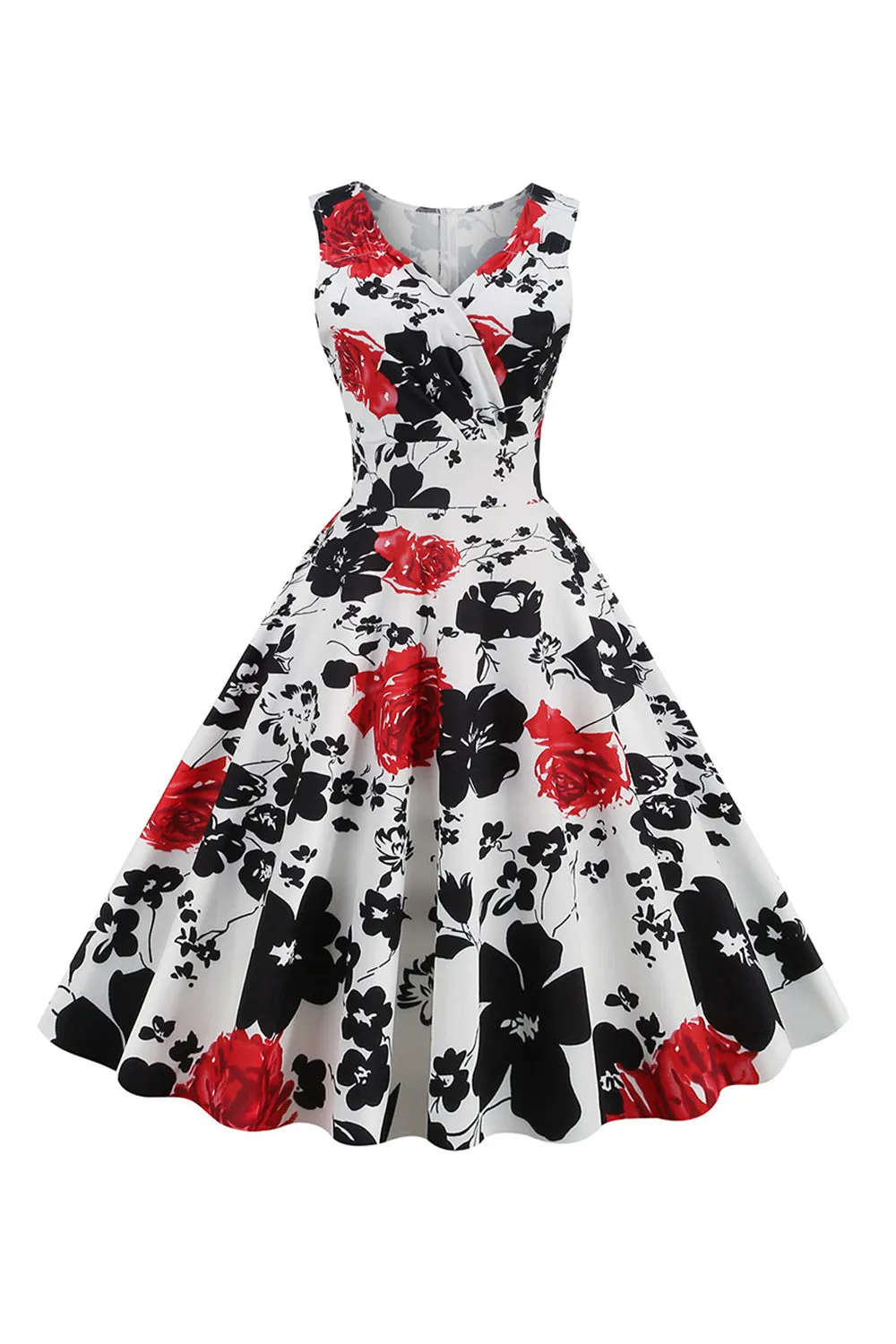 Floral Printed White Sleeveless Vintage Dress sold by Zapaka