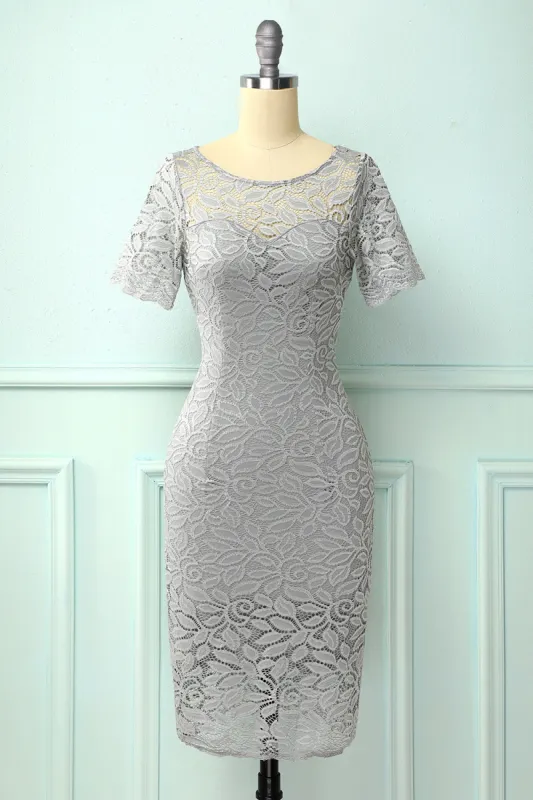 Grey Bodycon Lace Dress sold by Zapaka