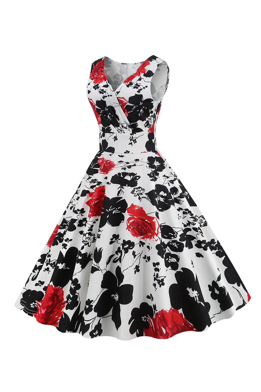 Floral Printed White Sleeveless Vintage Dress sold by Zapaka product image thumbnail 3