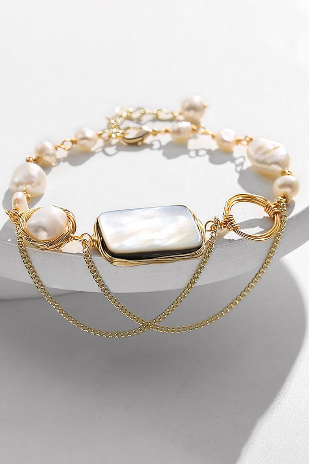White Exquisite Natural Freshwater Pearls Bracelet sold by Zapaka product image thumbnail 2