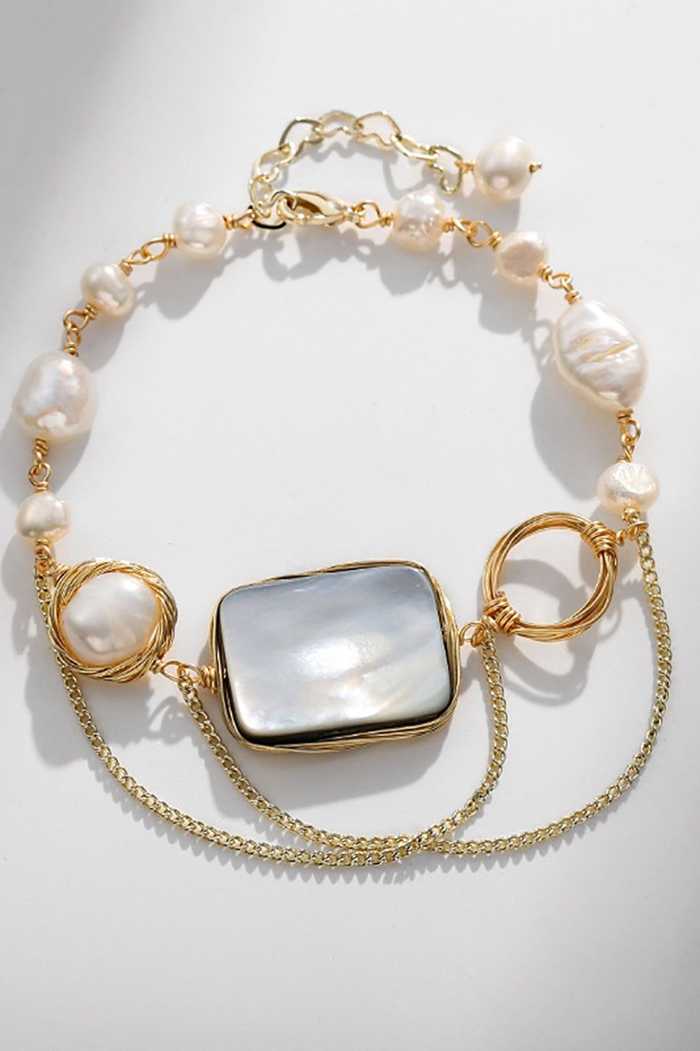 White Exquisite Natural Freshwater Pearls Bracelet sold by Zapaka
