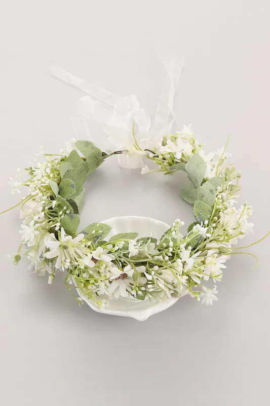 White Garland Crown Bridal Headband sold by Zapaka