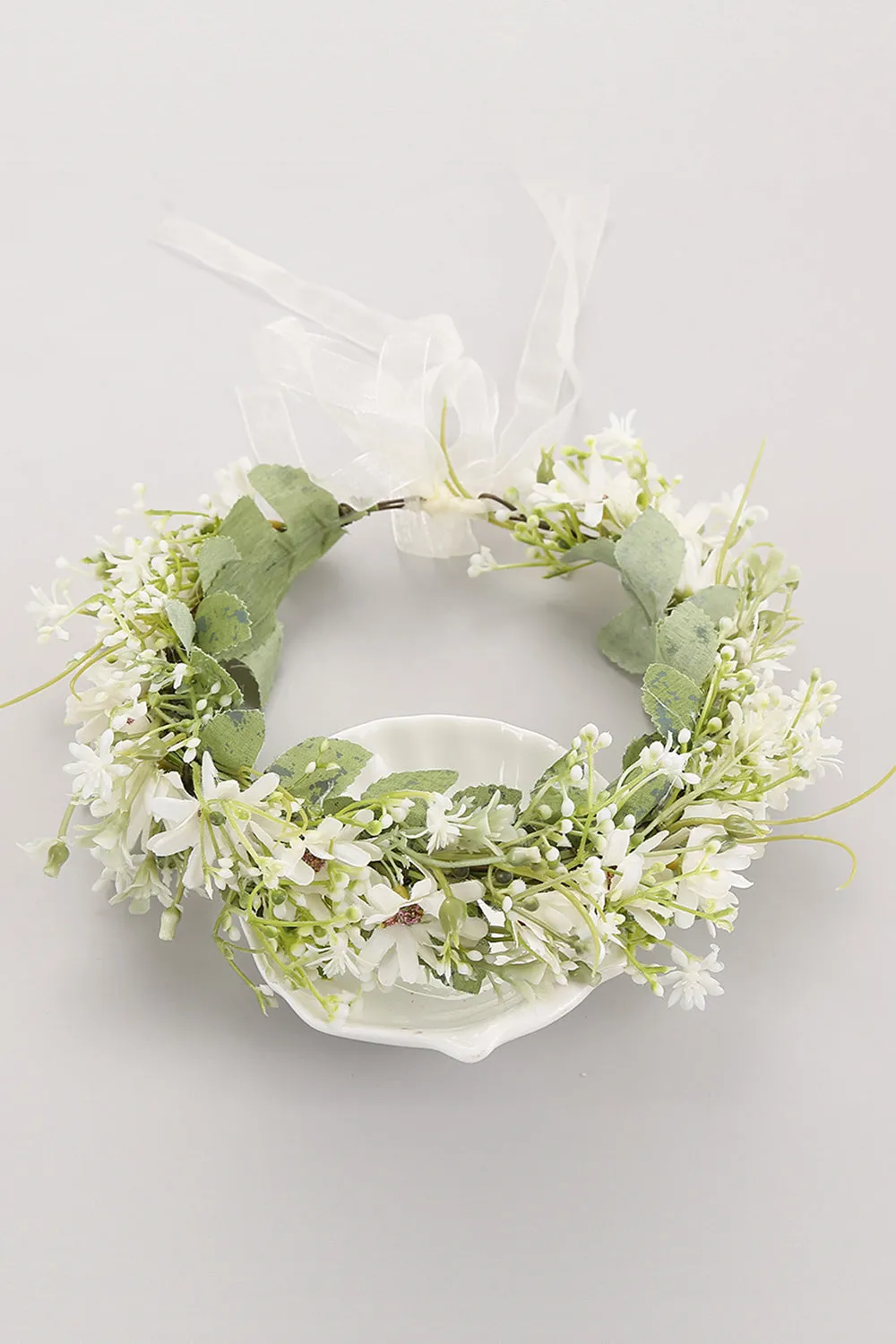 White Garland Crown Bridal Headband sold by Zapaka