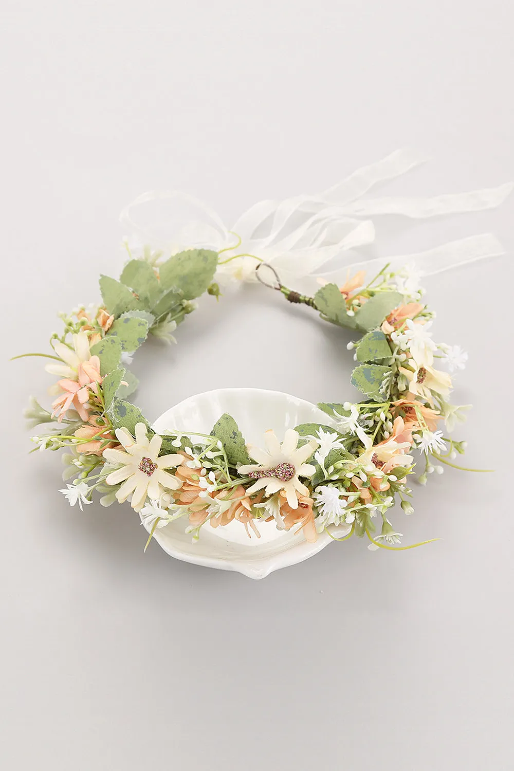 White Garland Crown Bridal Headband sold by Zapaka product image thumbnail 4