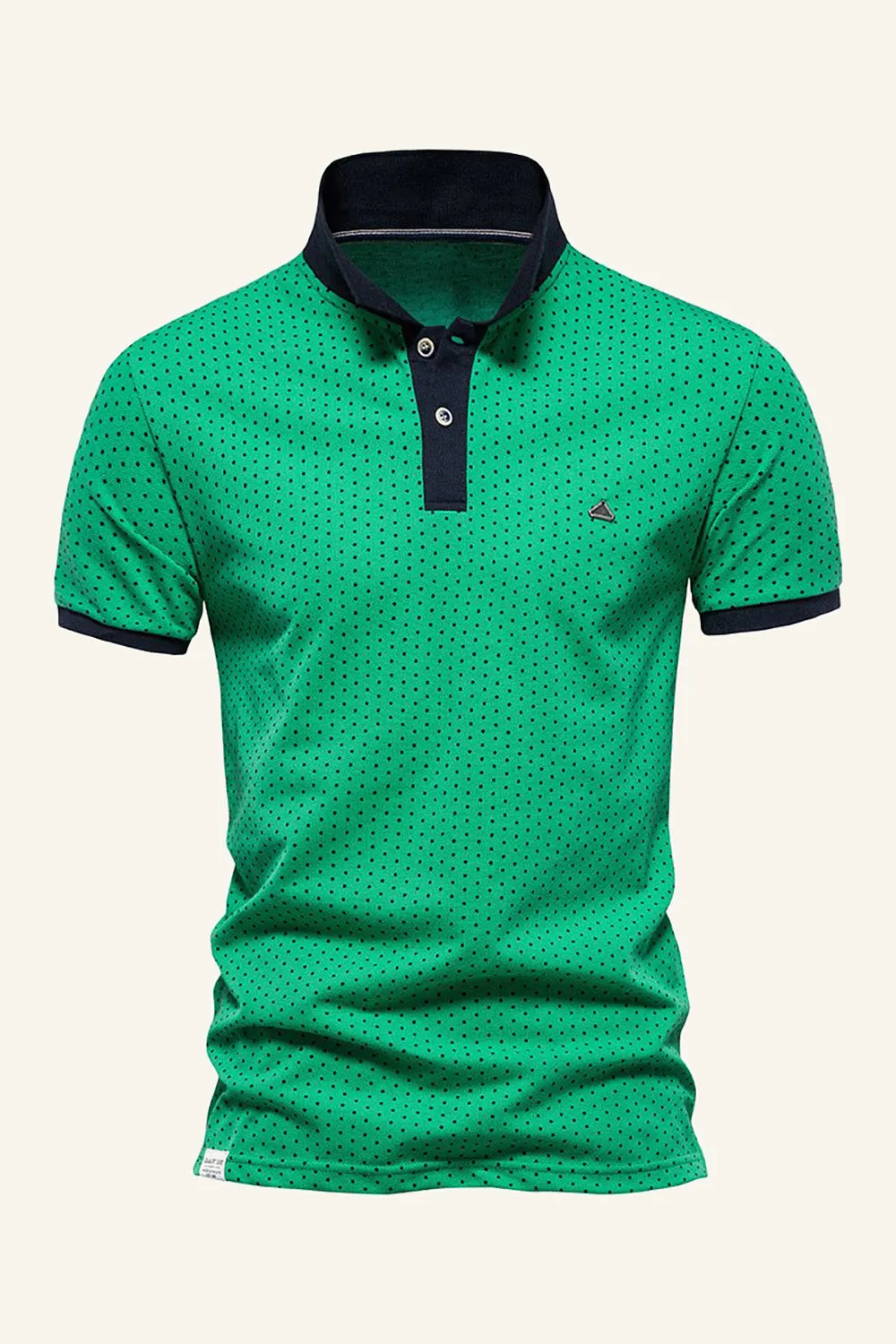 Classic Green Regular Fit Collared Polka Dots Men's Polo Shirt sold by Zapaka