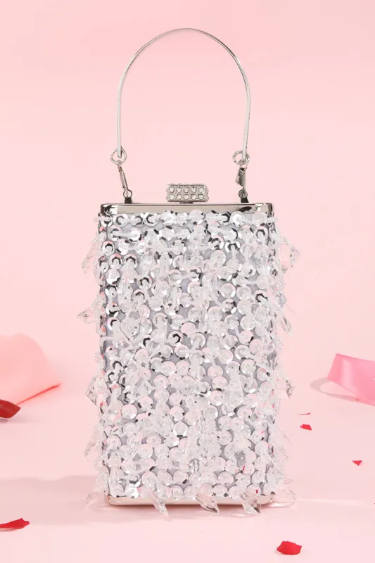 Silver Sequin Fringes Shoulder Chain Bag sold by Zapaka