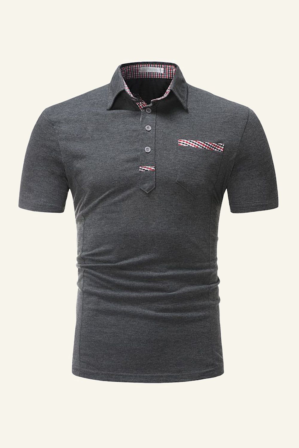 Black Patchwork Short Sleeves Casual Polo Shirt sold by Zapaka product image thumbnail 4