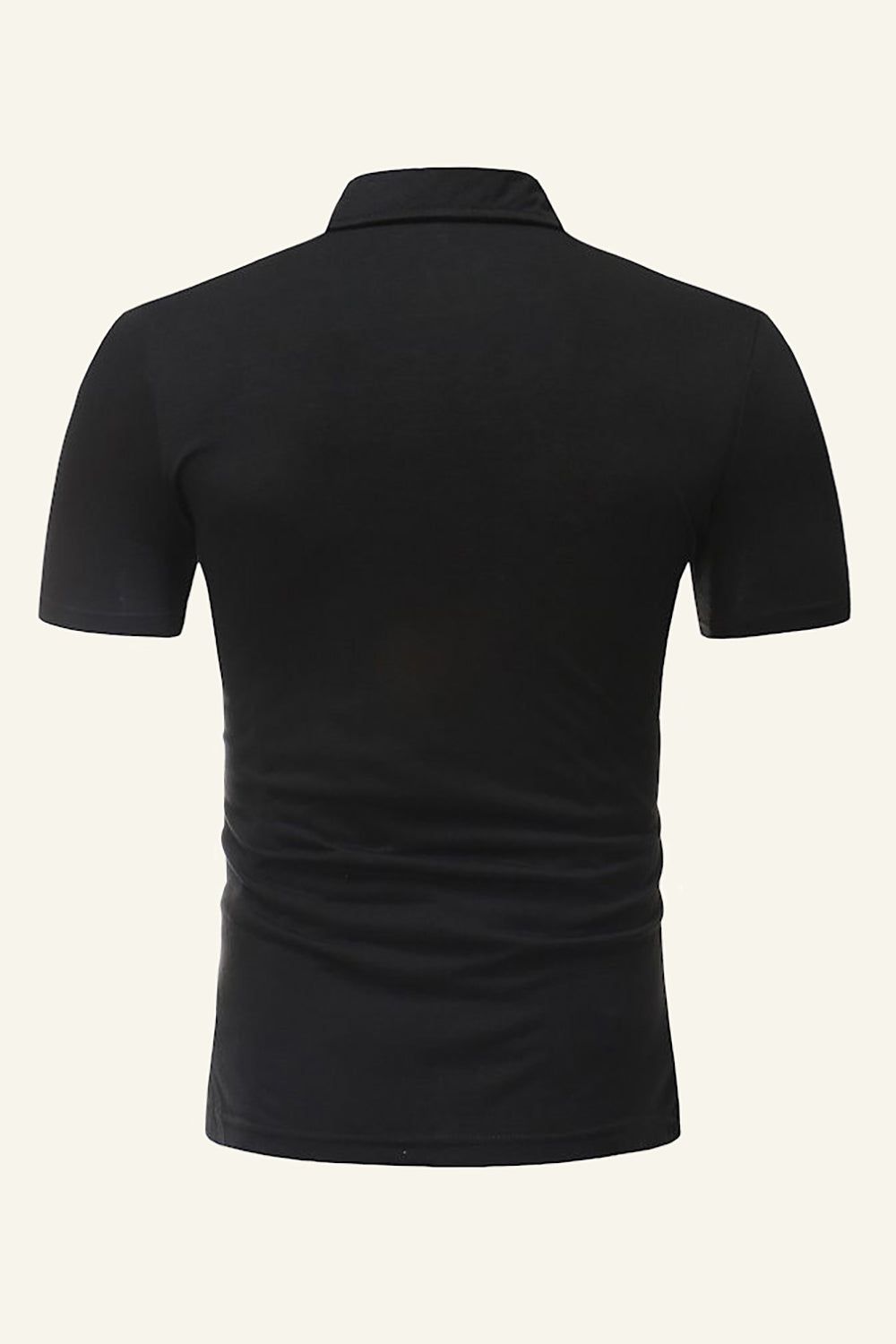 Black Patchwork Short Sleeves Casual Polo Shirt sold by Zapaka product image thumbnail 2
