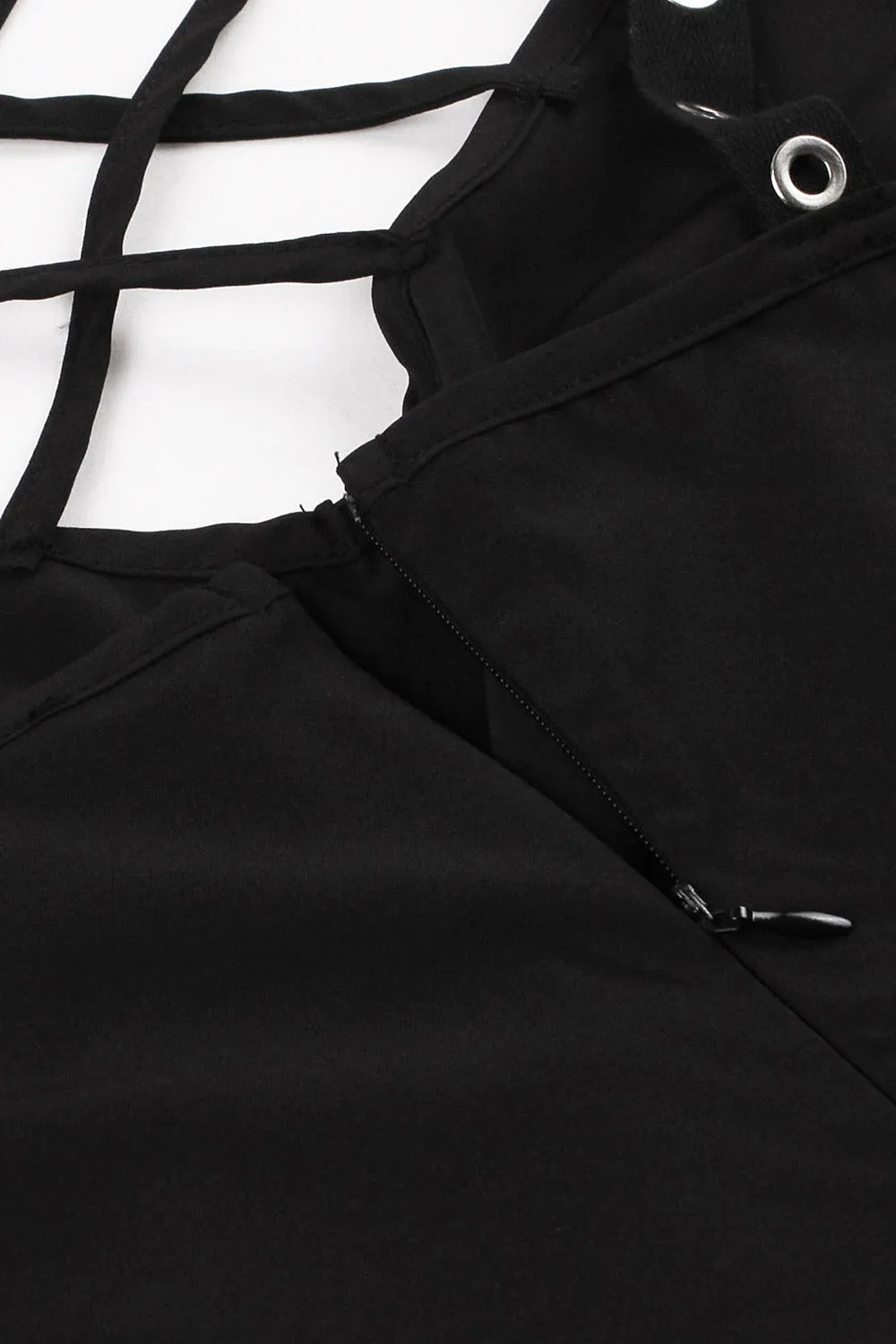 Vintage Lace-Up Cross Straps Black Halloween Dress sold by Zapaka product image thumbnail 5