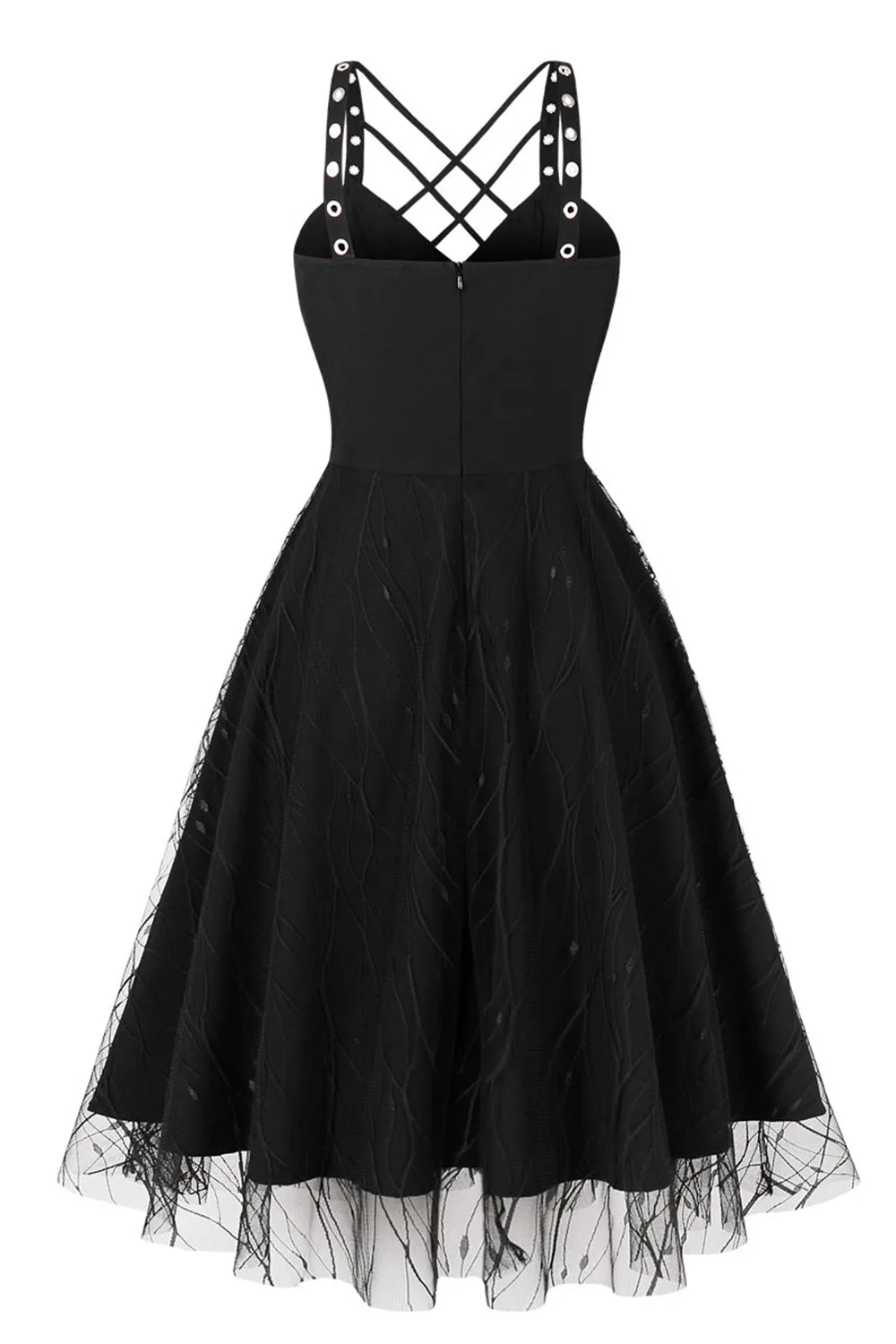 Vintage Lace-Up Cross Straps Black Halloween Dress sold by Zapaka product image thumbnail 2