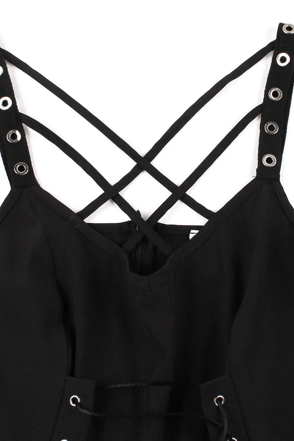 Vintage Lace-Up Cross Straps Black Halloween Dress sold by Zapaka product image thumbnail 3
