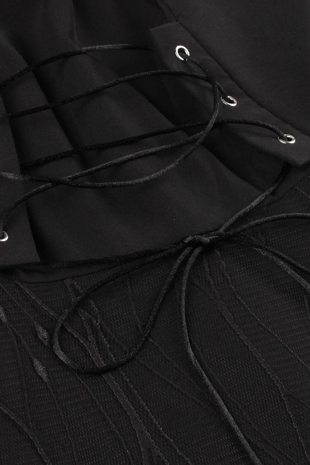 Vintage Lace-Up Cross Straps Black Halloween Dress sold by Zapaka product image thumbnail 4