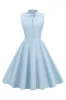 Light Blue Solid A-line 1950s Dress wit Buttons sold by Zapaka