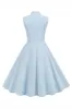 Light Blue Solid A-line 1950s Dress wit Buttons sold by Zapaka