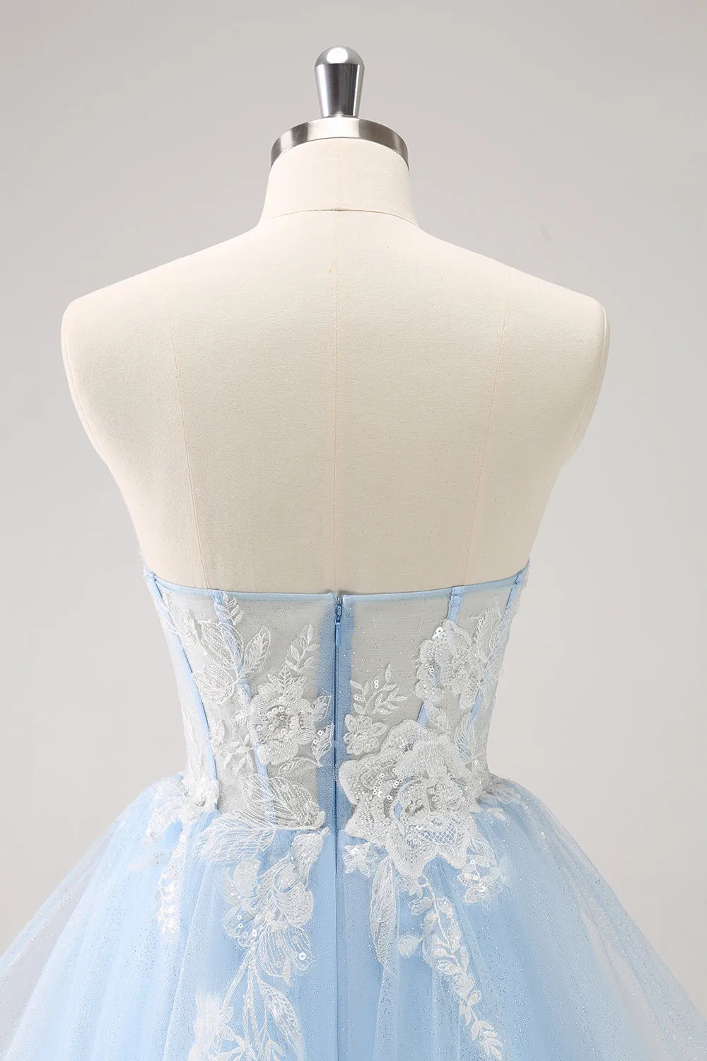 Blue A Line Spaghetti Straps Short Homecoming Dress with Appliques sold by Zapaka product image thumbnail 5