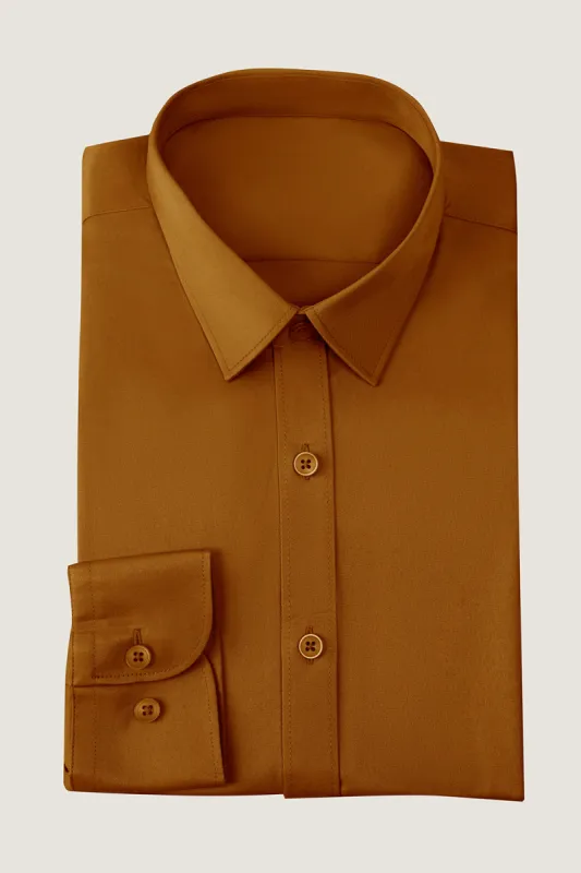 Camel Solid Long Sleeves Suit Shirt sold by Zapaka
