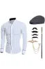 Stand Collar Long Sleeves Black Men's Suit Shirt with Accessories Set sold by Zapaka