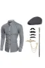 Stand Collar Long Sleeves Black Men's Suit Shirt with Accessories Set sold by Zapaka
