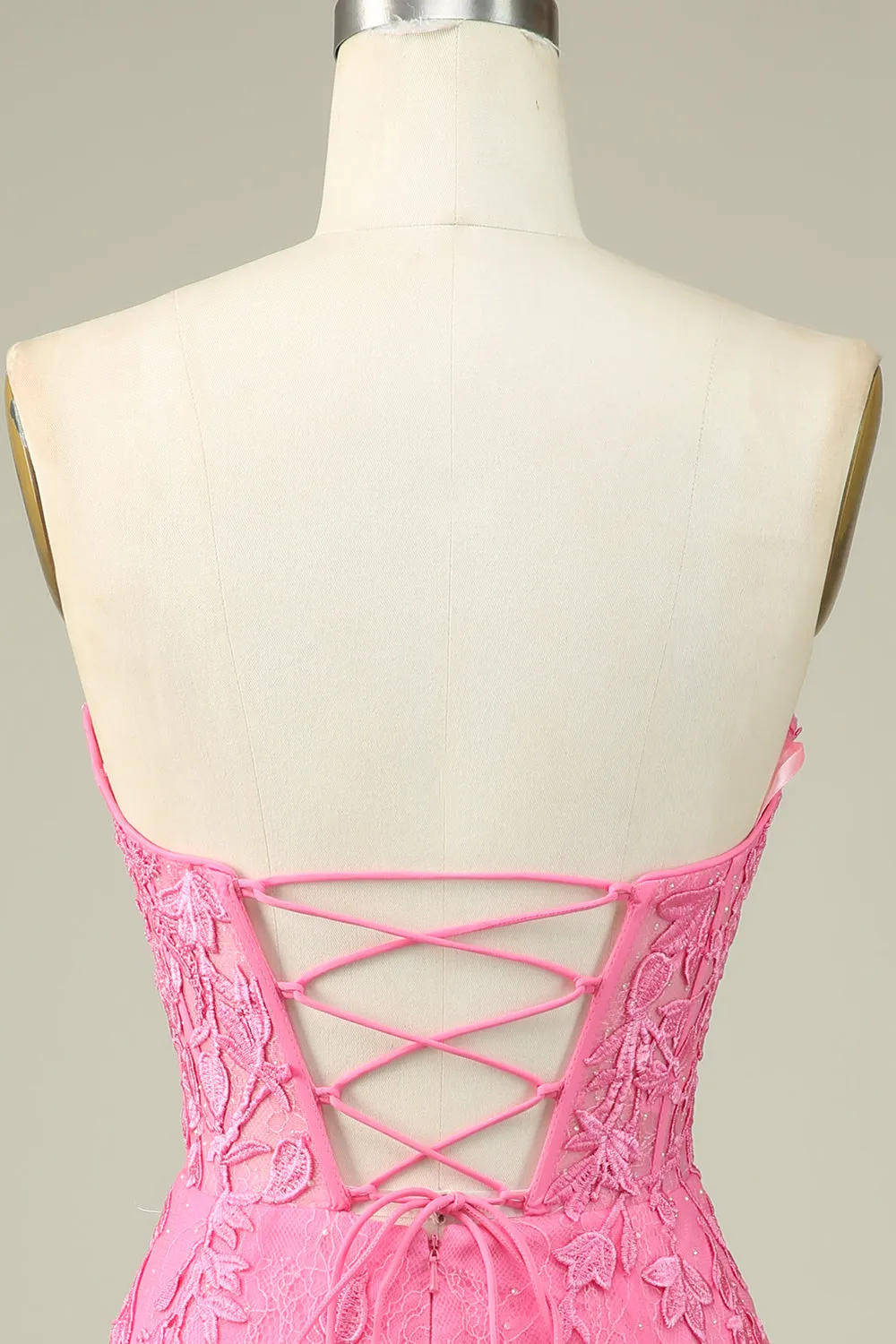 Bodycon Sweetheart Pink Corset Homecoming Dress with Appliques sold by Zapaka product image thumbnail 5
