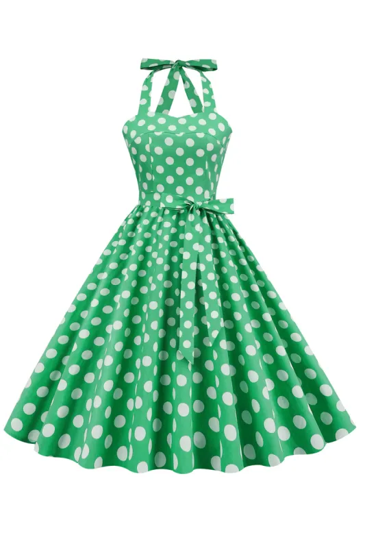 Green Polka Dots 1950s Pin Up Dress sold by Zapaka