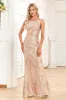 Sparkly Sleeveless Champagne Prom Dress Sequins sold by Zapaka