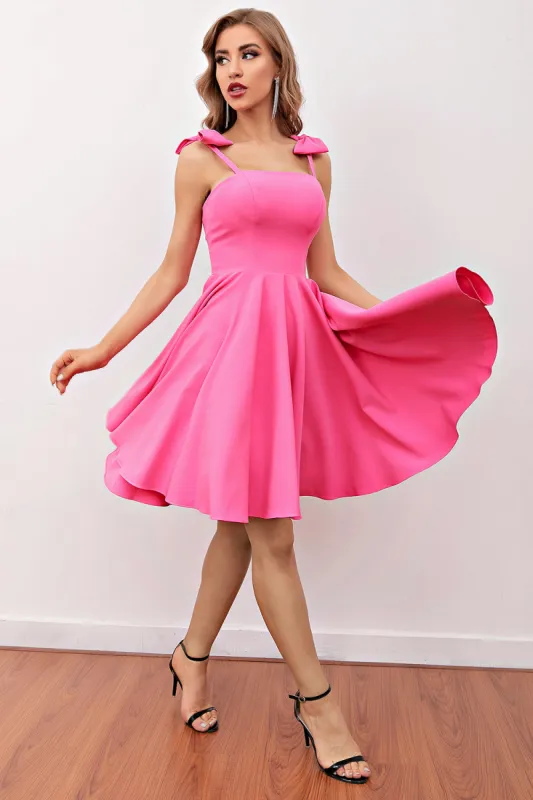 Pink Short Cocktail Dress with Bow sold by Zapaka